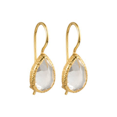 Veda - teardrop earrings gold clear quartz