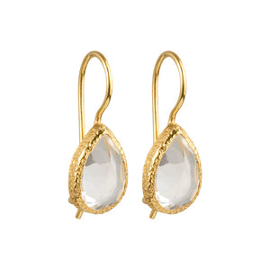 Veda - teardrop earrings gold clear quartz