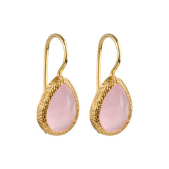 Veda - drop earrings gold pink chalcedony