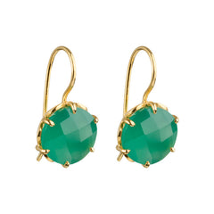 Flore - flowercup earrings with gemstone gold green onyx