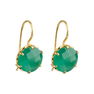 Flore - flowercup earrings with gemstone gold green onyx