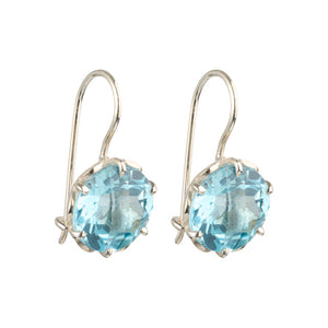 Flore - flowercup earrings silver blue topaz
