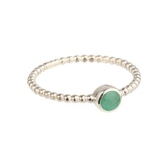 Luna - Birthstone Ring Silver Emerald May