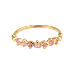 Mare - wave ring gold with pink tourmaline gemstones