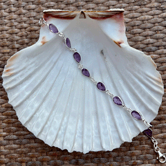Bracelet améthyste en forme de goutte argent