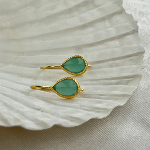 Veda - drop earrings gold aqua chalcedony