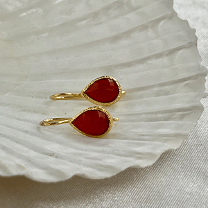 Veda - drop earrings gold carnelian