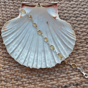 Bracelet citrine en forme de goutte argent