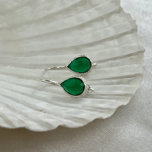 Veda - drop earrings silver green onyx
