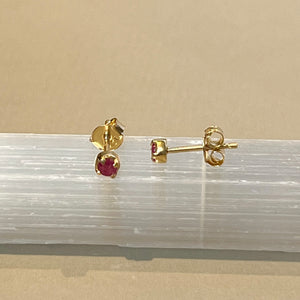 Sumi - gold ruby stud earrings July