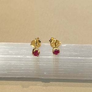 Sumi - gold ruby stud earrings July
