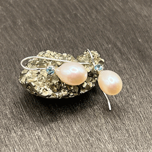 Uma - Pearl drops with blue topaz gemstones silver