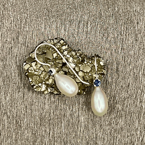Uma -Pearl drops with sapphire gemstones silver