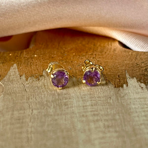 Yaya - stud earrings gold light amethyst June