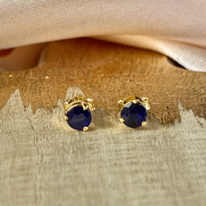 Yaya - stud earrings gold sapphire September