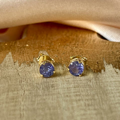 Yaya - stud earrings gold tanzanite December