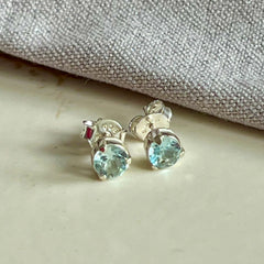 Yaya - stud earrings silver aquamarine March