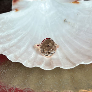 Riva - wavy edge ring gold smoky quartz