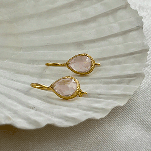 Veda - drop earrings gold pink chalcedony