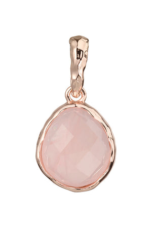 Riva - Wavy Edge Rose Gold Pendant Rose Quartz Gemstone