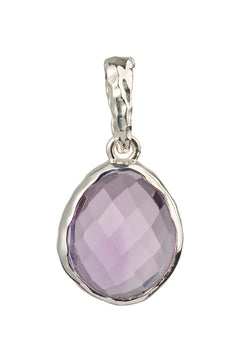 Riva - wavy edge silver pendant oval amethyst gemstone