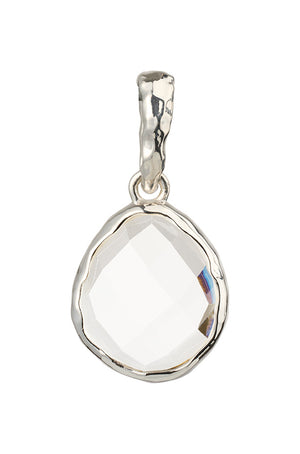 Riva - wavy edge silver pendant clear quartz gemstone
