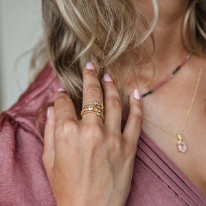 Luna - birthstone ring gold white topaz April
