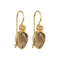 Zaya - double drop earrings gold citrine and smoky quartz