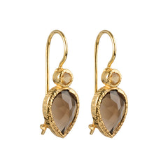 Zaya - double drop earrings gold citrine and smoky quartz