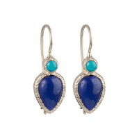 Zaya - double drop earrings silver turquoise and lapis lazuli