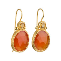 Daya - double gem earrings gold citrine and carnelian