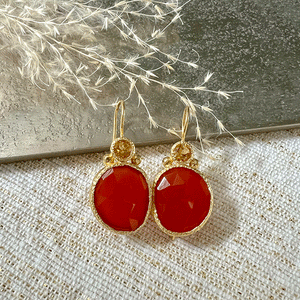 Daya - double gem earrings gold citrine and carnelian