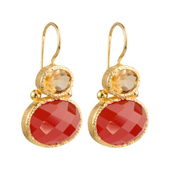 Darae - double gemstone earrings gold citrine and carnelian
