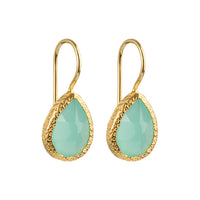 Veda - drop earrings gold aqua chalcedony