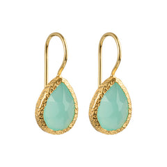 Veda - drop earrings gold aqua chalcedony