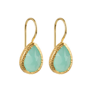 Veda - drop earrings gold aqua chalcedony