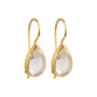 Veda - teardrop earrings gold clear quartz