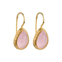 Veda - drop earrings gold pink chalcedony