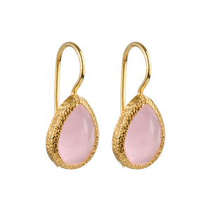 Veda - drop earrings gold pink chalcedony