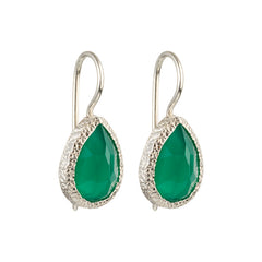 Veda - drop earrings silver green onyx