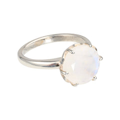 Flore - silver flower cup moonstone ring