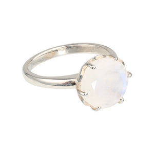 Flore - silver flower cup moonstone ring