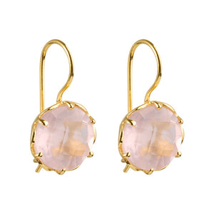 Flore - Flower Cup Earrings with Gemstone Gold Pink Chalcedony