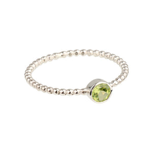 Luna - birthstone ring silver peridot August