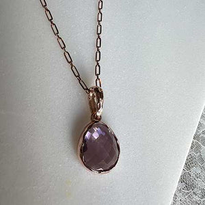 Riva - wavy edge rose gold pendant light amethyst gemstone