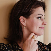 Flore - flowercup earrings with gemstone gold citrine