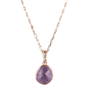 Riva - wavy edge rose gold pendant light amethyst gemstone