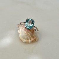 Nila - silver ring with oval blue topaz gemstone