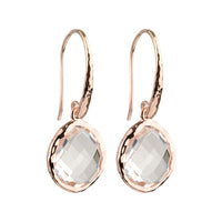 Riva - Wavy Edge Gold Earrings with Clear Quartz Gemstones