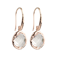 Riva - Wavy Edge Gold Earrings with Clear Quartz Gemstones